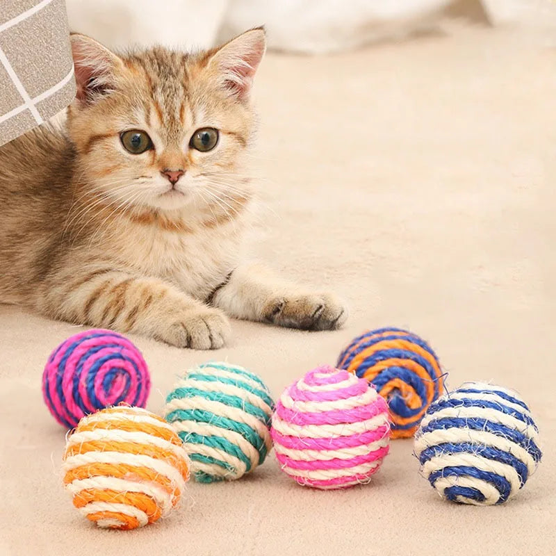 4 PCS Balls Interactive Pet Toys for Cats Kitten Dog Training Playing Chewing (Random Color)