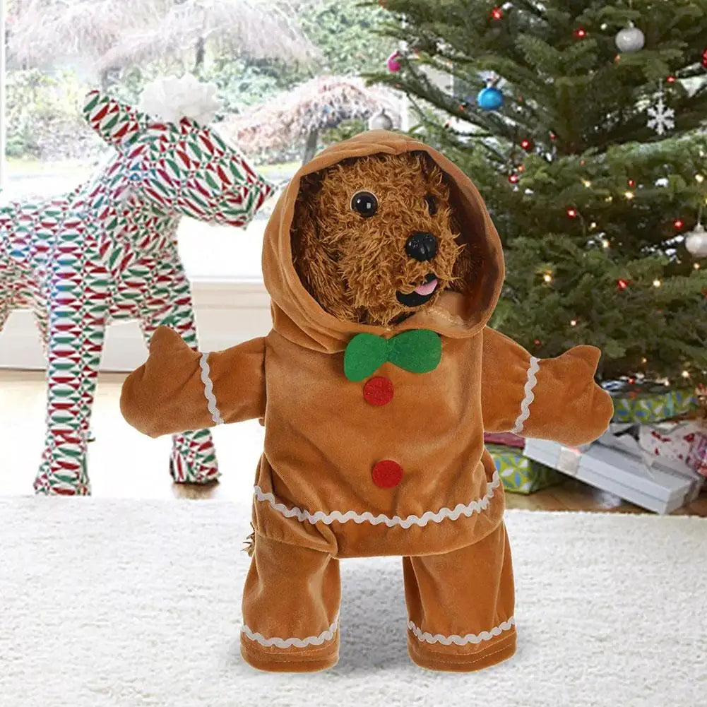 Cute Gingerbread Man Pet Costume Christmas Atmosphere Creative Puppy Hoodie Soft And Comfortable Cotton Kitten Clothes 30cm