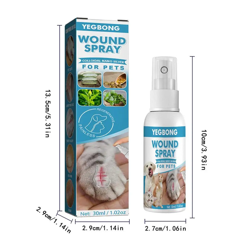 Pet Wound Spray Dog Cat Skin Scratch Wound Treatment Repair Liquid Wound Spray Blocking O9R6