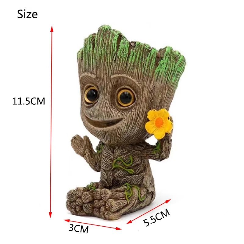 Cute Tree Man Figurine Aquarium Decoration With Air Bubble Driftwood Statue Multifunction Fish Tank Background Ornament Shelter