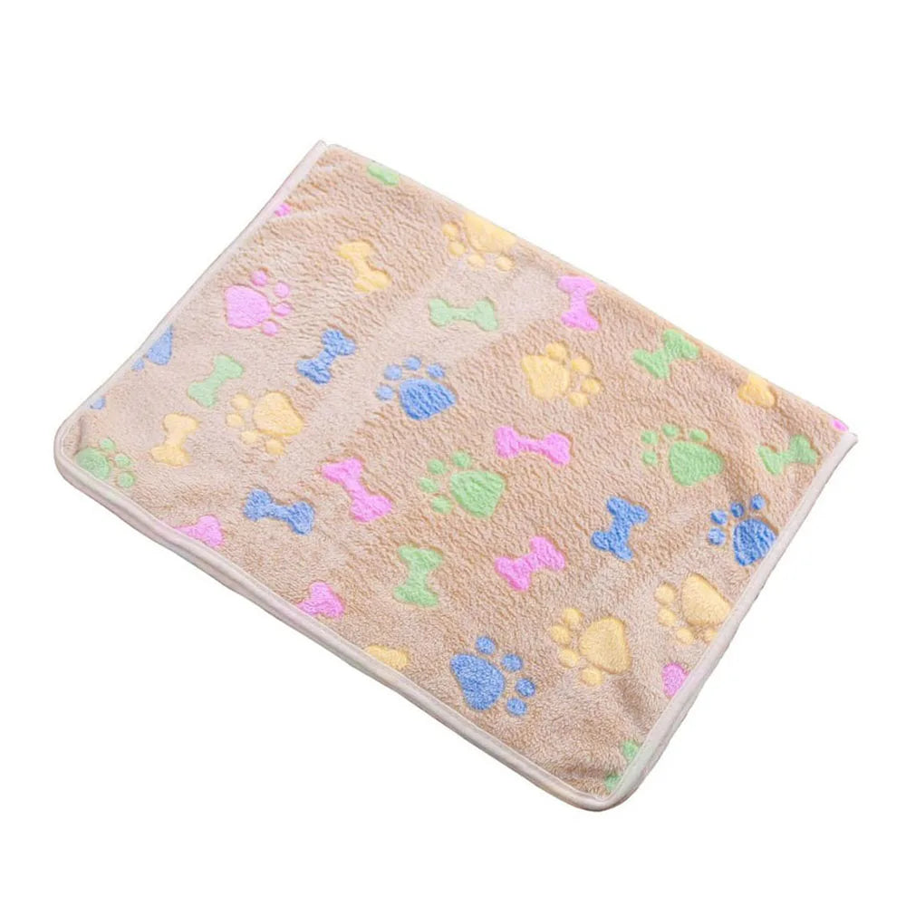 Pet Blanket Dog Puppy Blanket Paw Print Fleece Blanket for Small Medium Large Pet Dog Cat Warm Soft Sleep Mat Doggy Bed Blanket