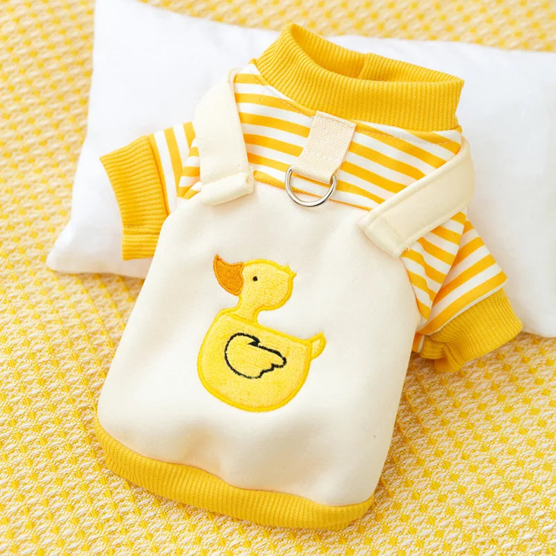 2024 Dog Clothes Cute Dog Hoodies Thin Autumn Winter Dog Coat with D-Ring Striped Print Puppy Sweatshirt Cat Jacket Pet Apparel