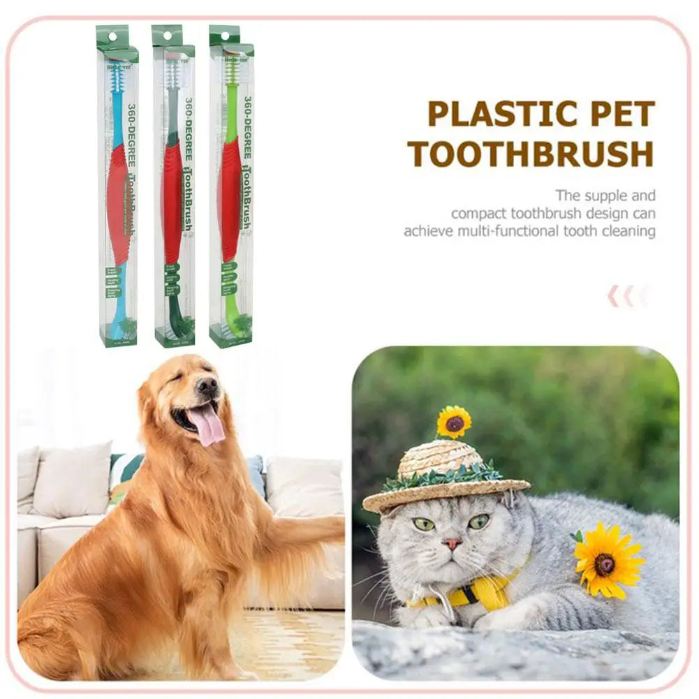 Double Head Pet Toothbrush Cat Dog Pet Cleaning Toothbrush Safe Food Grade Material Non-irritating Soft Hair Maintain Pet Oral H