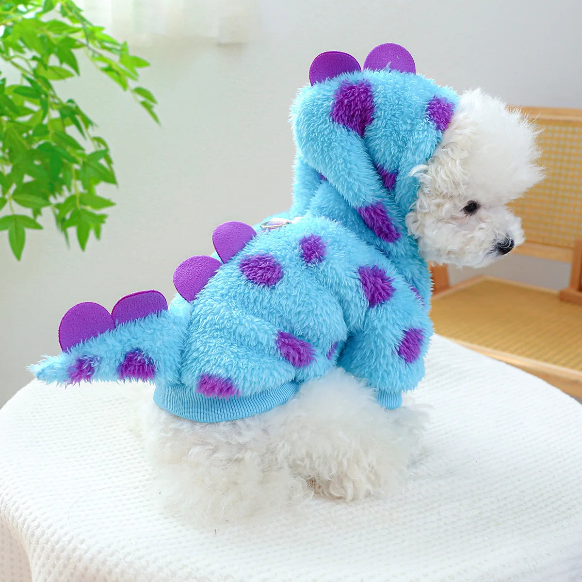 Pet circle, dogs, cats, clothes with plush insulation, comfortable short style, flower dinosaur