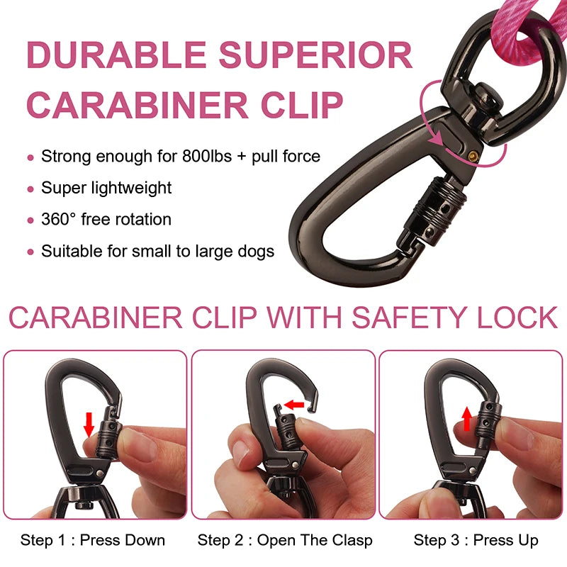 Dog Tie Out Cable Leash, Double Durable Steel, Welded Clamp, Lead, Small, Medium, Large Dogs, Outdoor Leash Belt