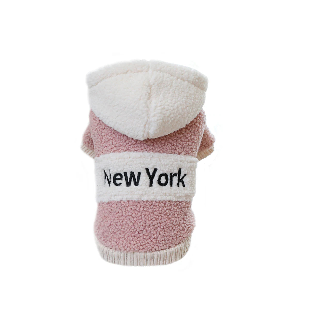 Fashion Patchwork Dog Hoodies "New York" Thick Warm Fleece Dog Hooded Coat Winter Dog Clothes for Small Medium Dogs Pet Apparel