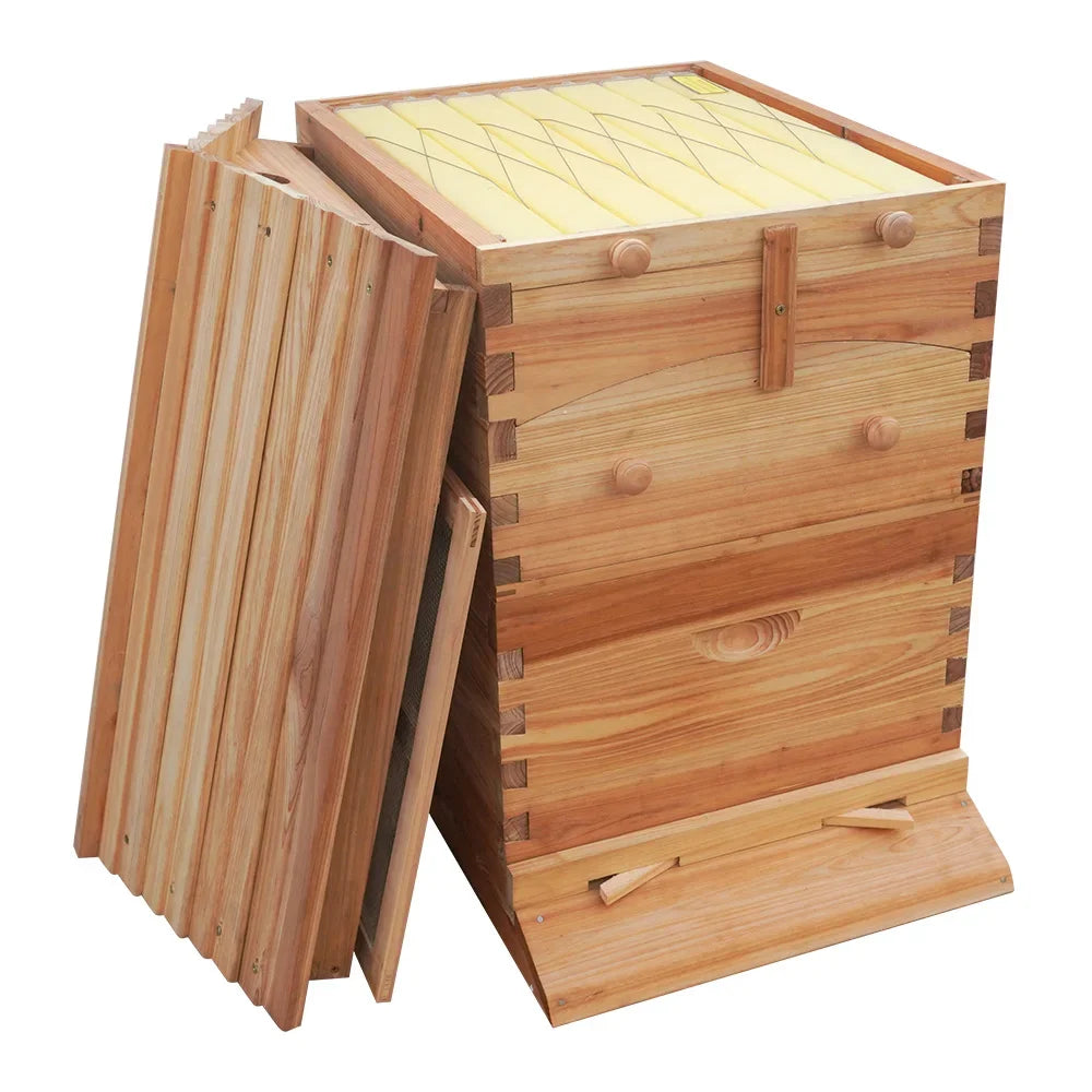 Beehive Automatic Obtain Honey Bee hive 7pcs Auto Super Frames Food-Grade Suitable Beekeeper Starter(Unassembled)