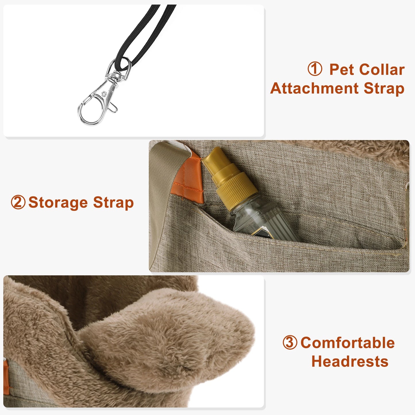 UXCELL Console Dog Car Seat Dog Beds Dog Mats Portable Booster Washable Front Seats for Small Pets Warm Sofa for Dogs Cats