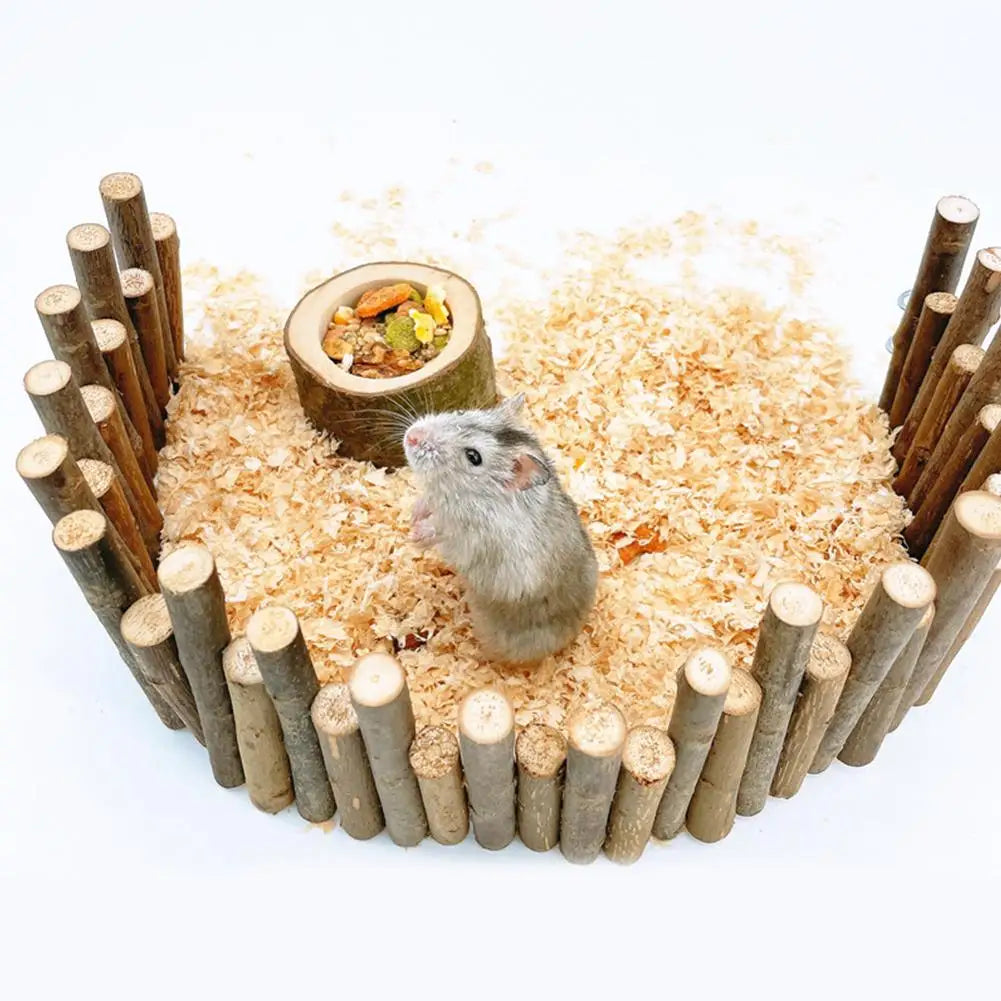 52cm Hamster Toy Fence Hedgehog Hiding House Small Pet Pet High And Low Cage Wooden Arch Bridge Hamster Play Area Wear-resistant