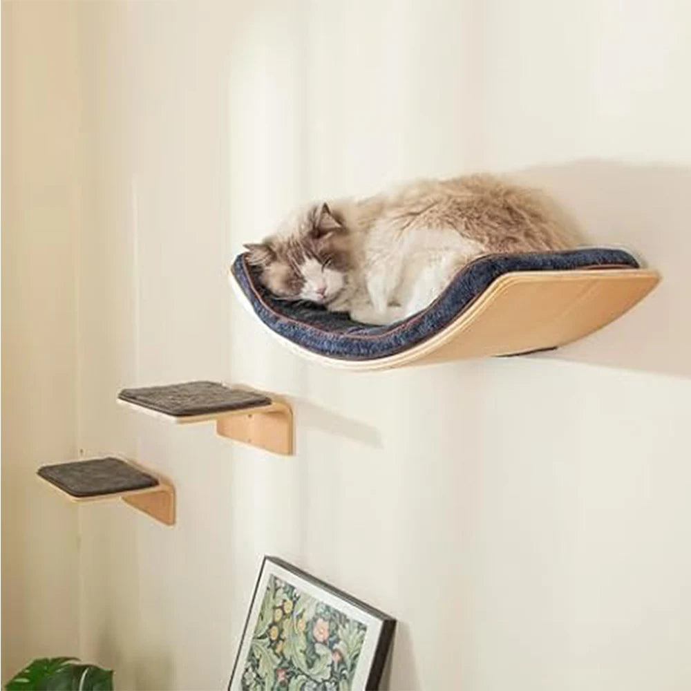 Cat Tree Cat Climbing Shelves Platform For Cat Hammock Four-step Ladders Sisal Steps And Post For Cat Playing And Climbing