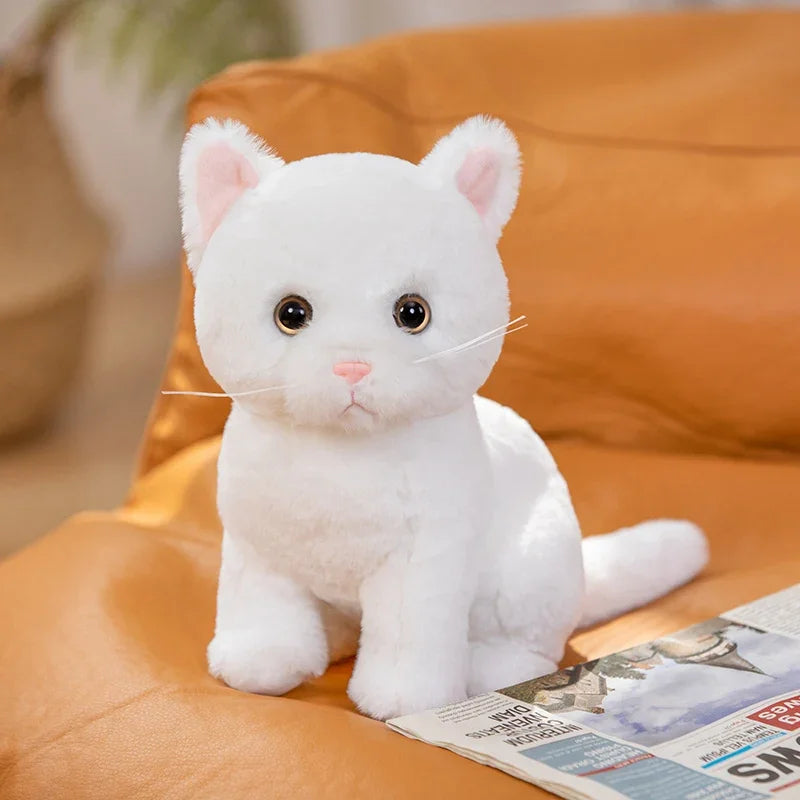 26cm Simulation Grey White Black Cat Plush Toy Cartoon Sitting Lifelike Kitten Animal Cats Artificial Touch Doll Gift for Kids