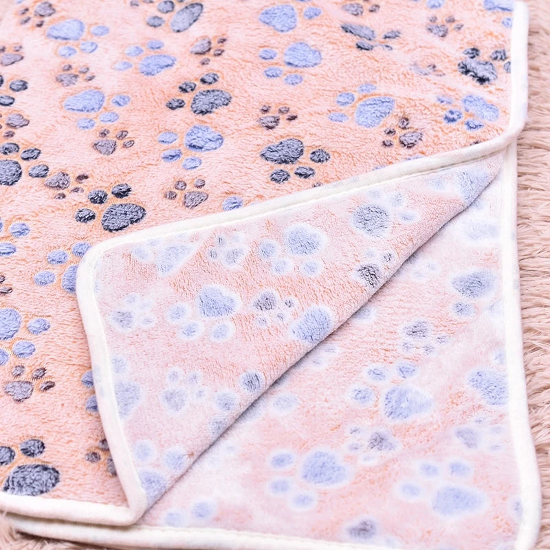 Soft Flannel Fleece Cat Dog Blanket Bed Mats Paw Foot Print Warm Pet Blanket Sleeping Beds Cover Mat For Dogs Cats Pets supplies