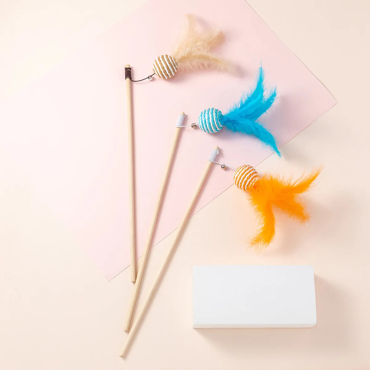 Cat Toy Cat Teaser Sticks Paper Rope Ball Tease Cat Stick Cat Interactive Toy Pet Toy Replace Head Cat Supplies Tease Cat Ball.