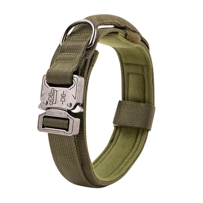 Large Dog Tactical Collar, Soft Padded Adjustable Heavy Duty Military Dog Collar with Control Handle for Medium Large Dogs
