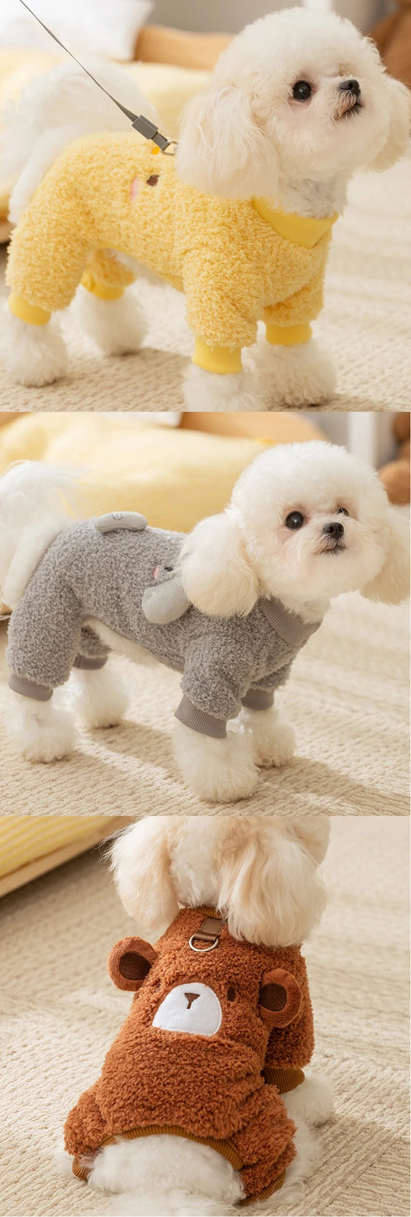 Four Legs Cartoon Chihuahua Dog Clothes Soft Fleece Outdoor Cat Clothing Designer Overalls Unisex Sweatshirt for Small Puppy