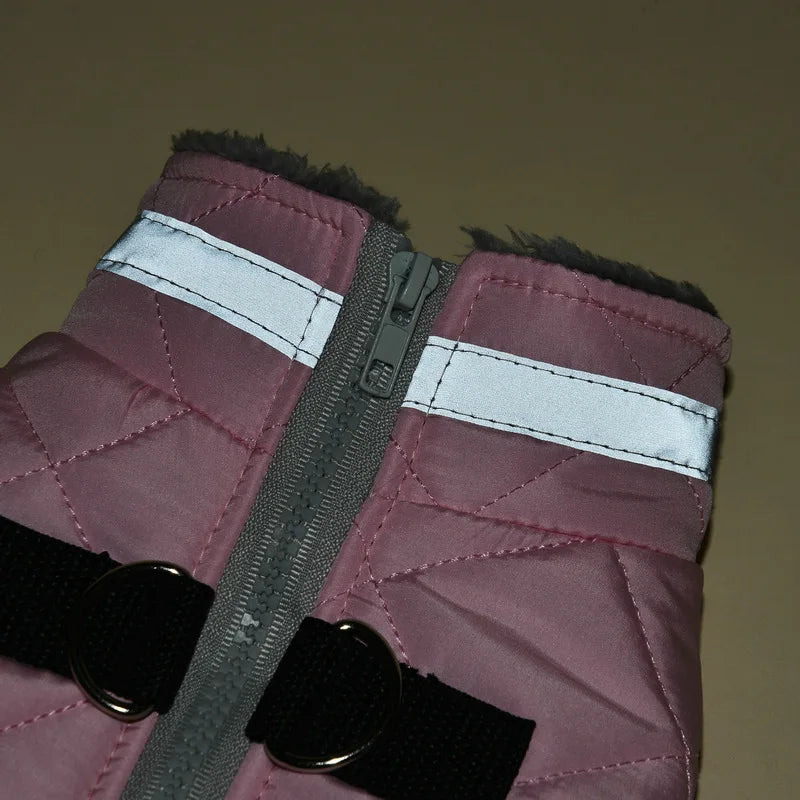 Reflective Dog Winter Jacket with Harness Cold Weather Clothes for Small Medium Dogs Turtleneck Thermal Fleece Lined Dog Coat