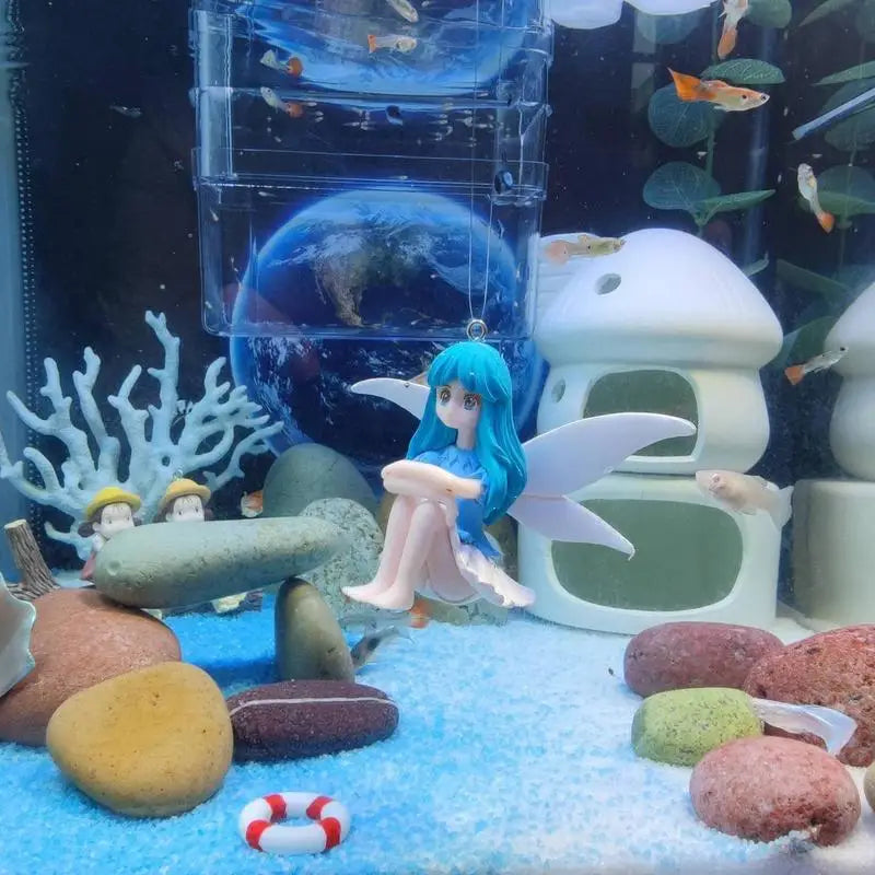 Small Fairy Figurines Small Cute Little Fairy Fish Tank Floating Ornament Landscaping Pendants Small Fairy Figurines With Wing
