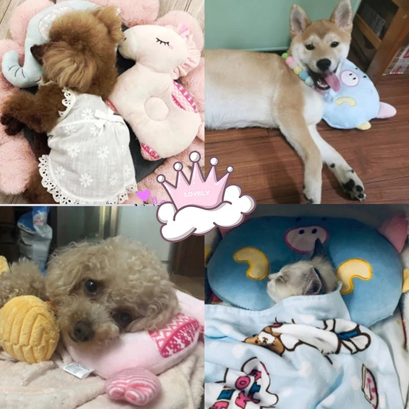 Cartoon Animal Pet Pillow for Cats and Dogs Pomeranian Kitten Special Mattress Snap Pet Furniture Mat Lovely Dogs Supplies