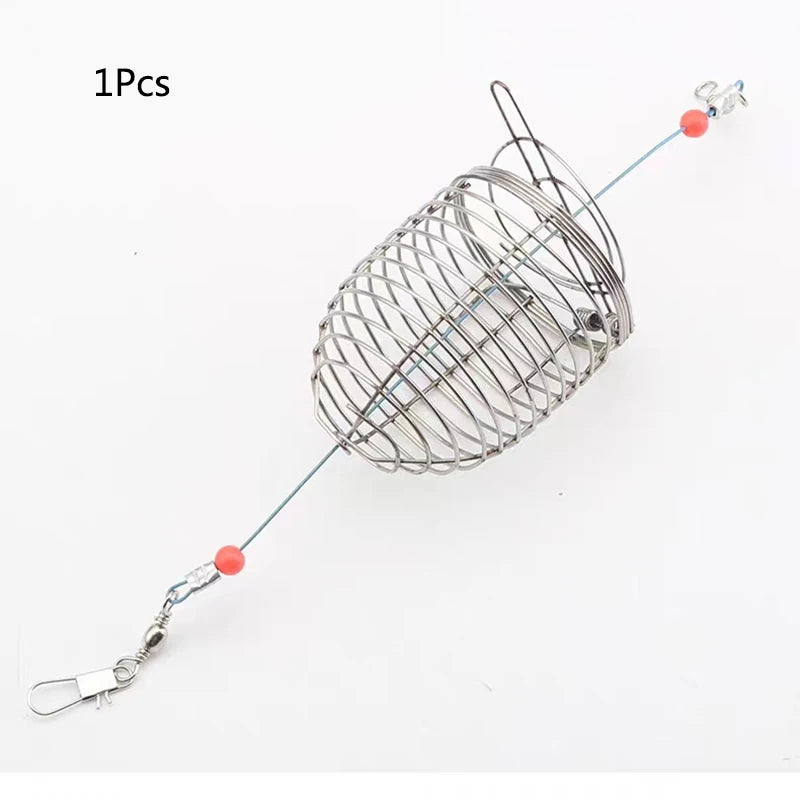 Stainless Steel Aquarium Small Fishing Bait Feeder Fish Tank Crystal Shrimp Dry Food Feeding Fishing Lure Cage Trap Basket
