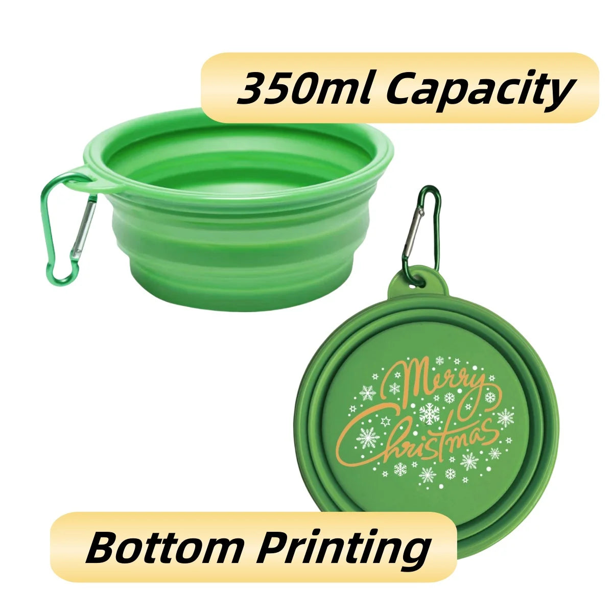 Collapsible Silicone Dog Food Water Bowl Cute Christmas Pet Bowl Outdoor Travel Portable Folding Supplies Dishes with Carabiner