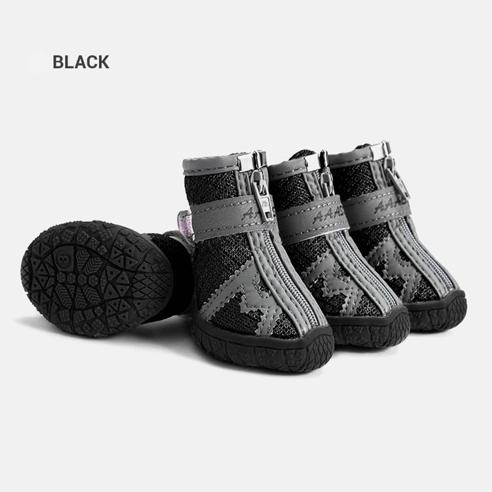 4pcs Waterproof Dog Shoes Anti-slip Rain Boots Footwear Protector Breathable Reflective Booties for Small Dogs Pet Puppy Socks