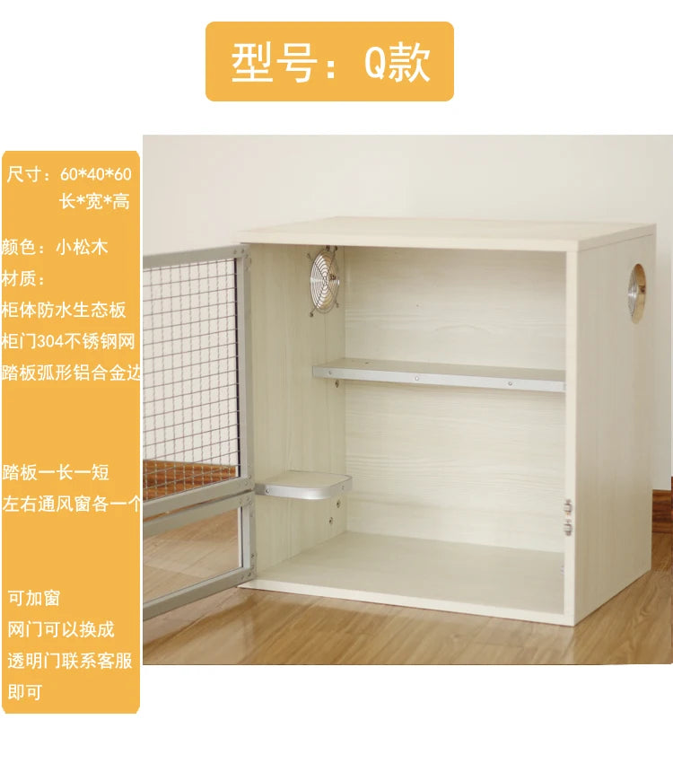 Squirrel Dragon Cat Dog Cat Iron Cage Wooden Cabinet Cage Ecological Board Ice Nest Stainless Steel Net Villa Non-acrylic Cage