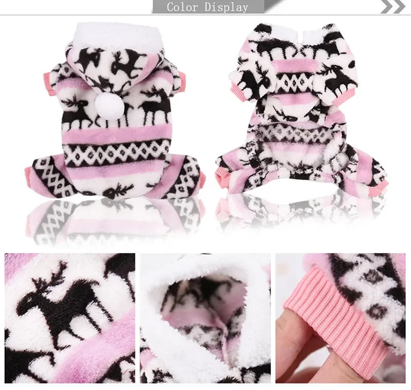 Pet Dog Soft Warm Jumpsuits Clothing for Dogs Pajamas Fleece Small Puppy Coat Pet Outfits Hoodie Clothing Cats Clothes Christmas