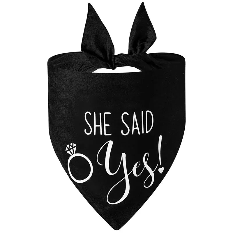 Dog Wedding Bandana Pet Triangle Bib White Scarf Neckerchief Engagement Announcemet She Said Yes My Humans are Getting Married
