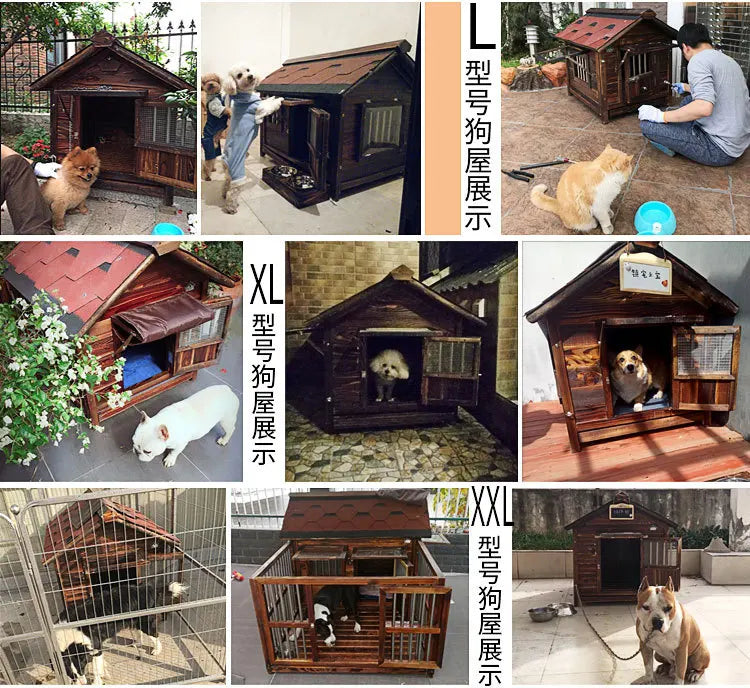 4XL Pet Kennel Large Dog Summer Cooler All Seasons Universal Medium Dog Kennel Solid Wood Removal and Washing