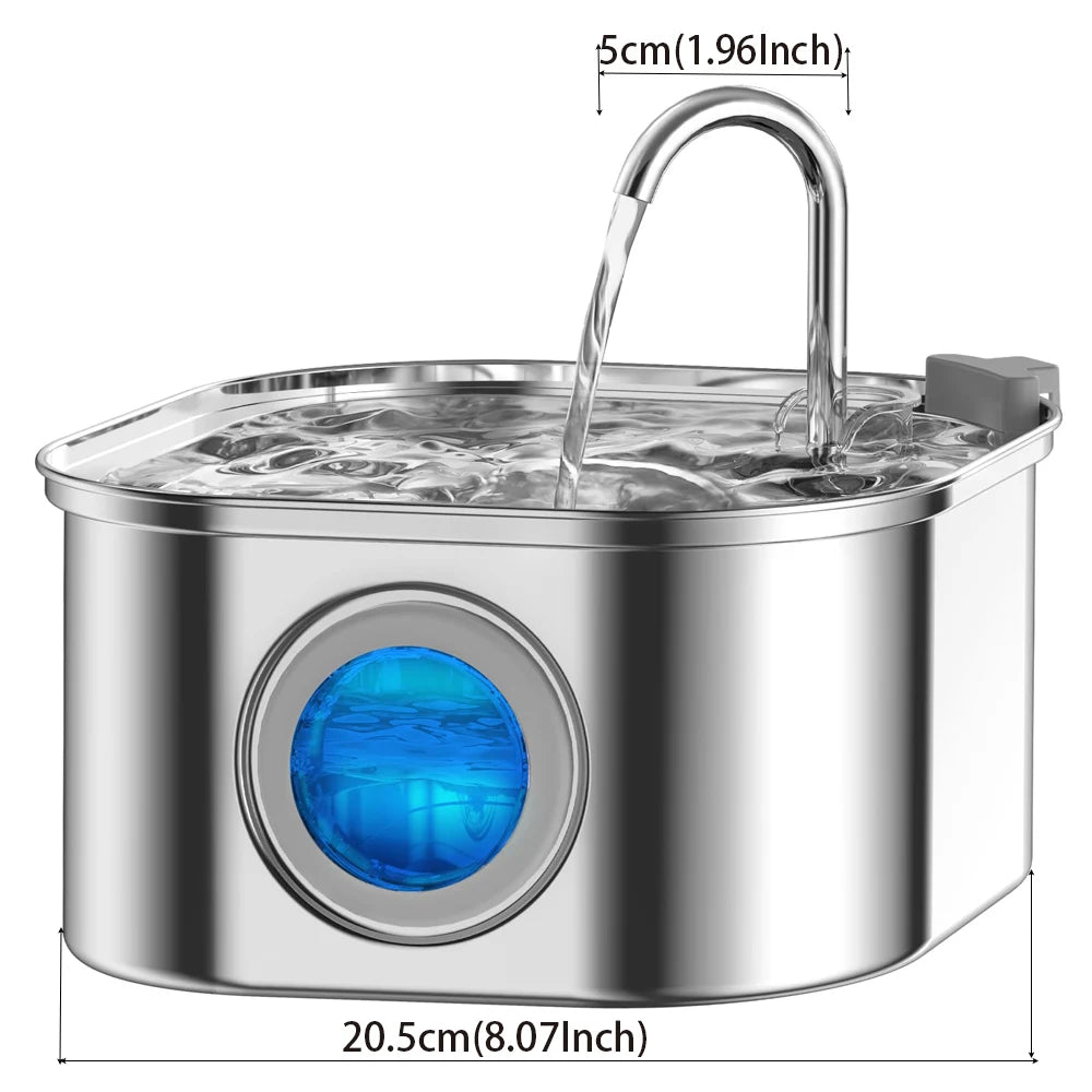 Stainless Steel Cat Wireless Drinking Fountain Rechargeable Automatic Inductior Circulation Filter Silent Pet Drinking Bowl