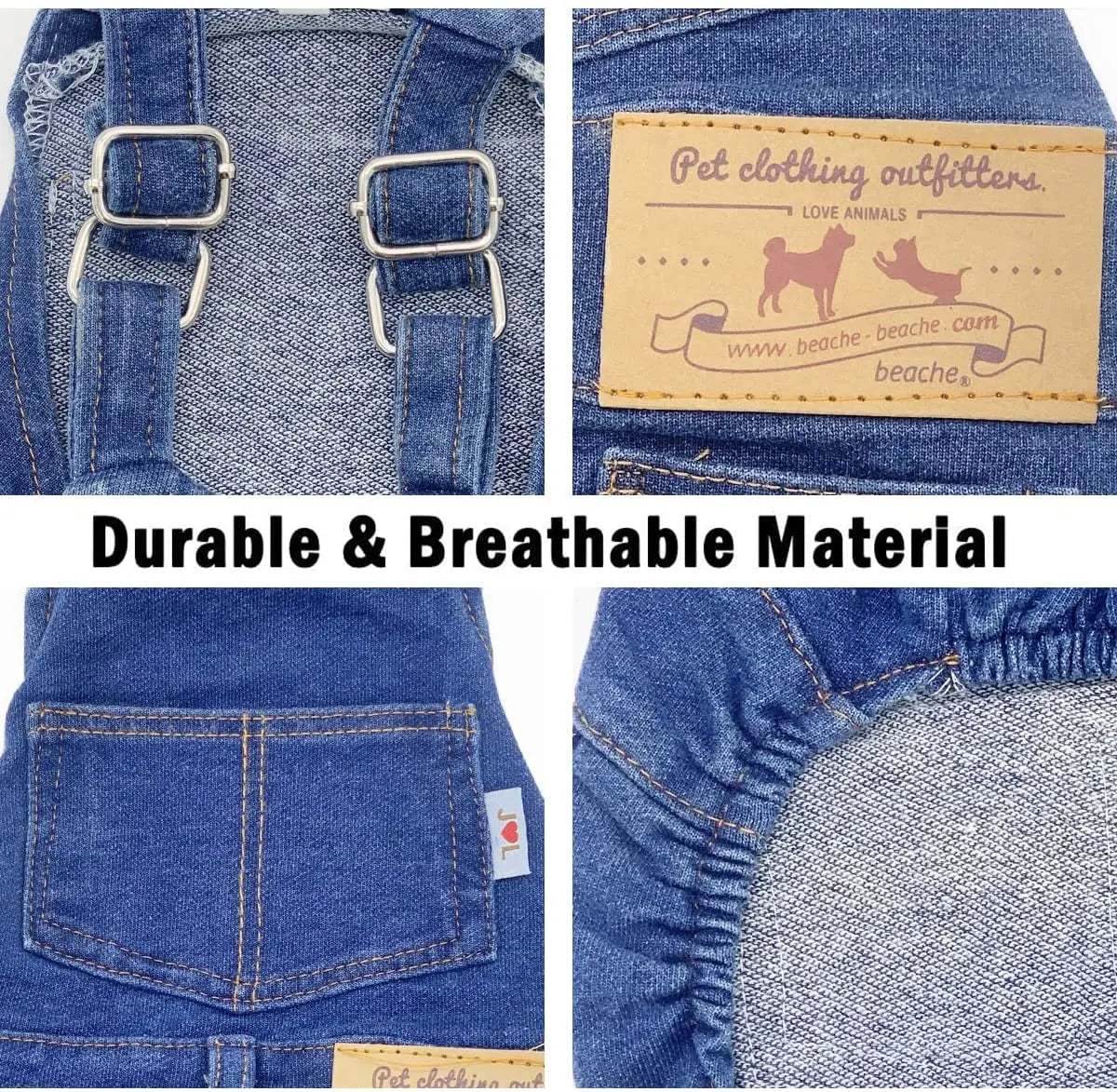 Dog Jeans Jumpsuit for Small Medium Large Dogs Adjustable Pet Denim Clothes Costumes Vintage Washed Dog Pants Overall for Dogs