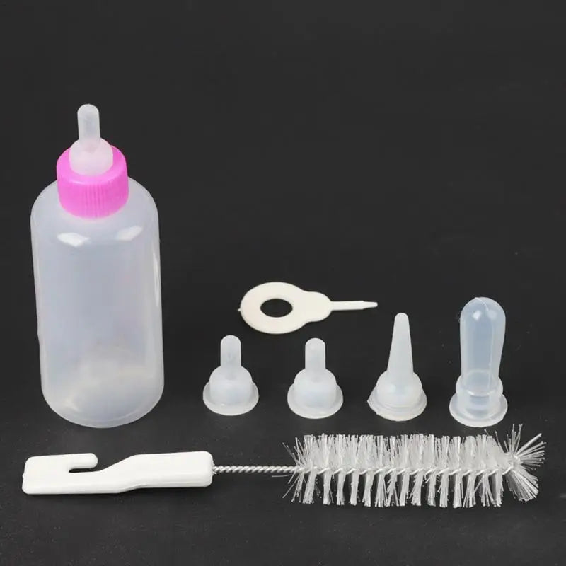 7pcs Puppy Nursing Bottle Kit Feeder Bottle Set for Small Dogs Replacement Feeding Nipples Cleaning Brushes for Puppies Kittens