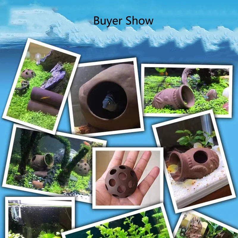 Ceramic House Fish Tank Aquarium Decoration Fish Shrimps Shelter House Pottery Scorpion House Canister Simulation Stone Ornament
