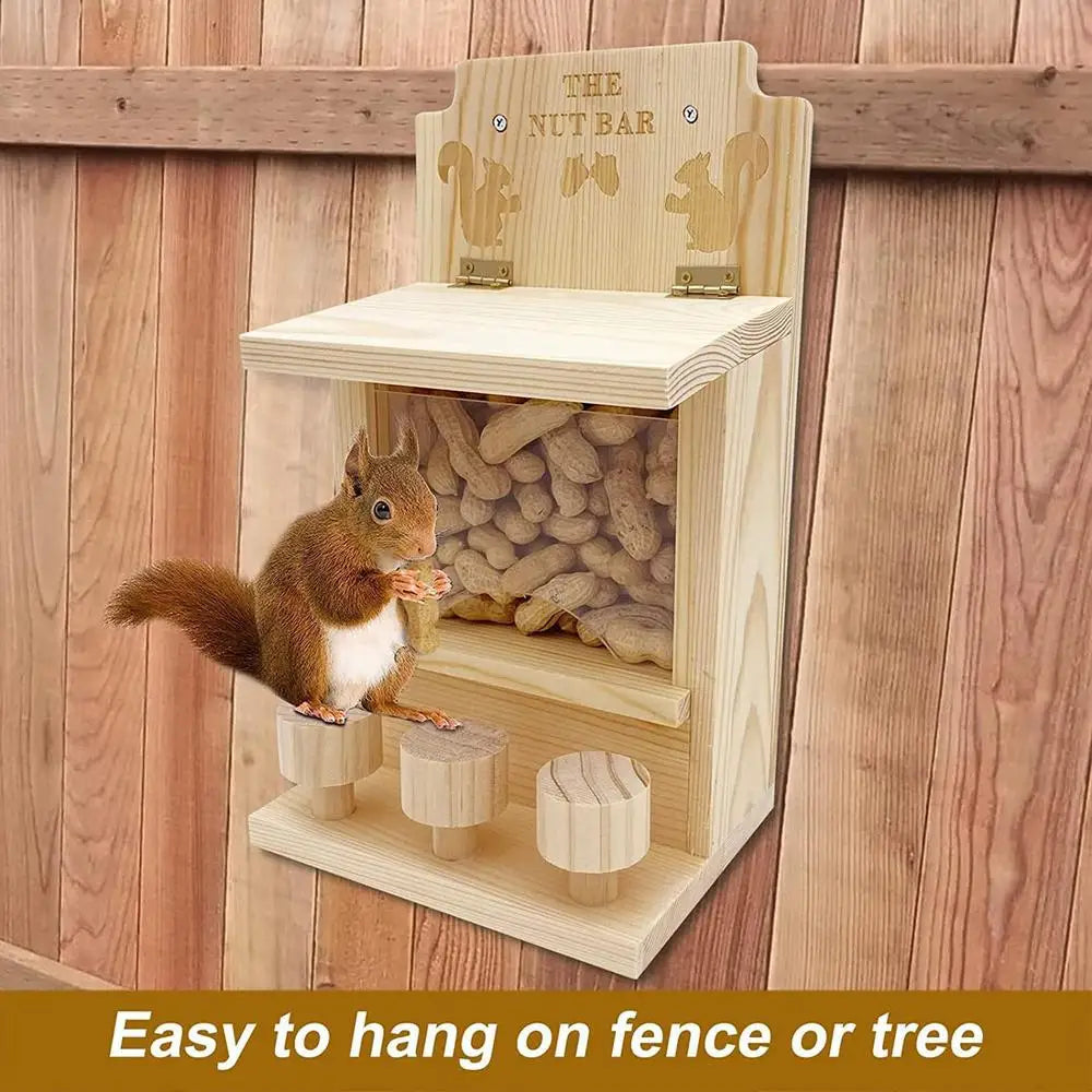 Squirrel Feeders for Outside Wooden Small Pet Window Feeder Nut Bar Feeders Multipurpose Chipmunk Feeder Squirrel Snacker
