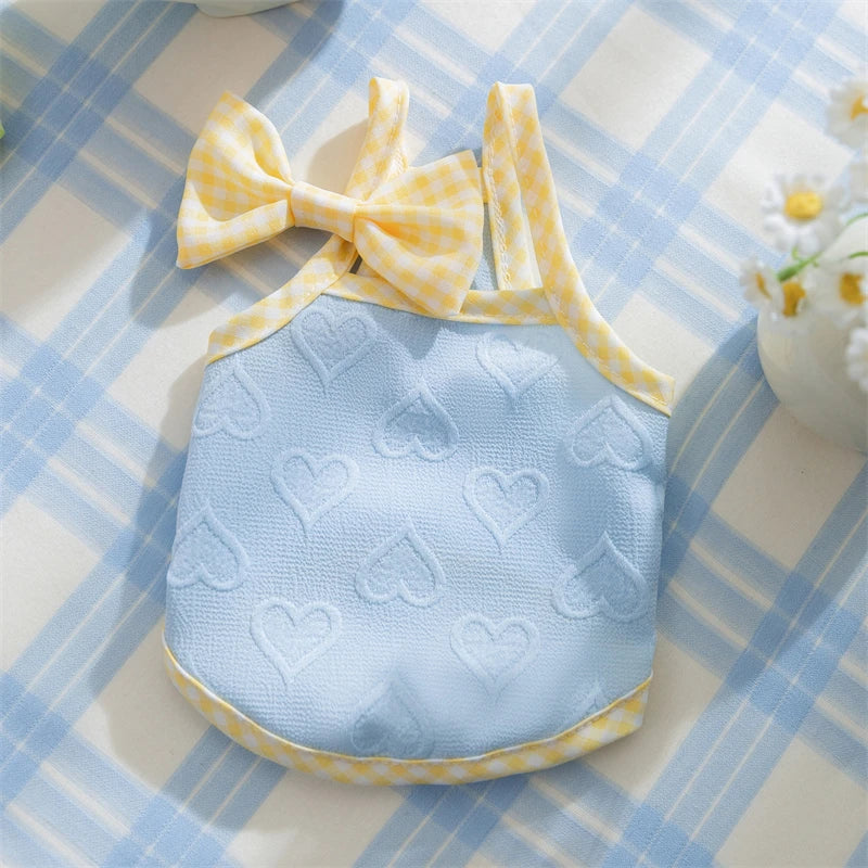Sweetheart Bow Tie Hairpin Pet Dog Clothes Countryside Leisure Summer Vest for Small Puppy Soft Cotton Chihuahua Cat Clothing