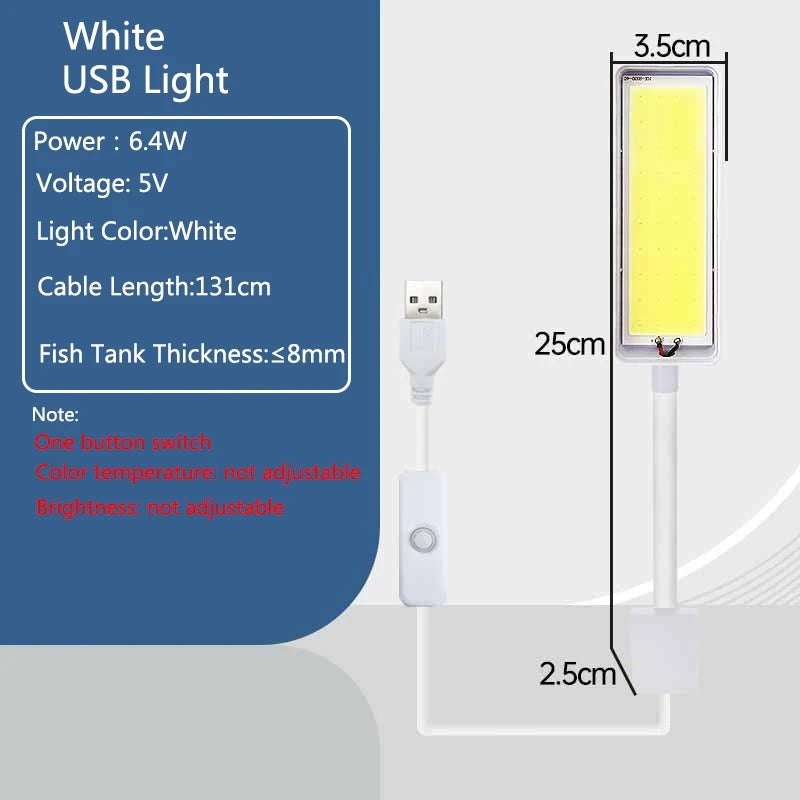 8W 5V USB Aquarium Light LED Waterproof Fish Tank Lighting Underwater Fish Lamp Aquariums Decor Plant Lamp Adjustable LED light