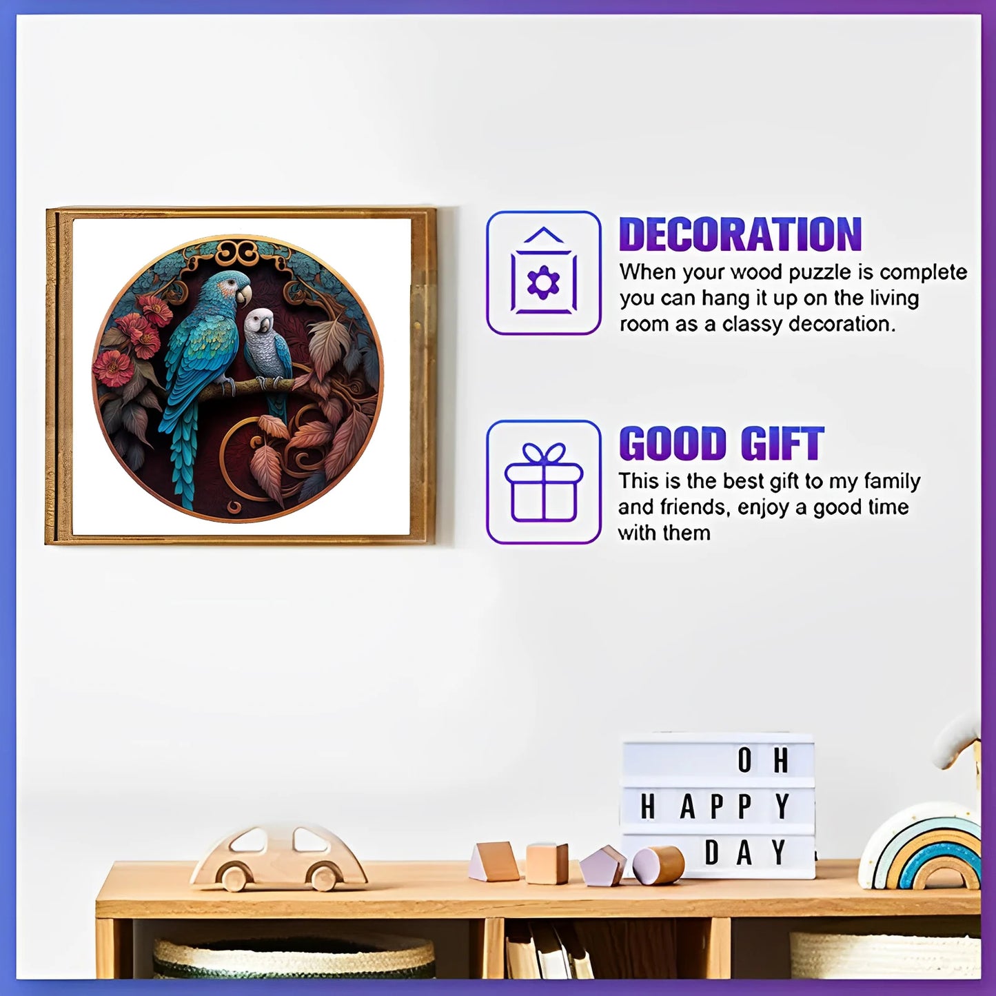 Top Quality 3D Jigsaw Wooden Puzzles Fish Bird Animal Shape Card Adults Kid Toys Gifts Family Puzzle Game Home Decoration 