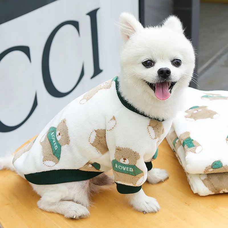 Funny Monkey Print Winter Dog Clothes French Bulldog Flannel Winter Dog Hoodies Medium Puppy Clothing for Cat Christmas Costume