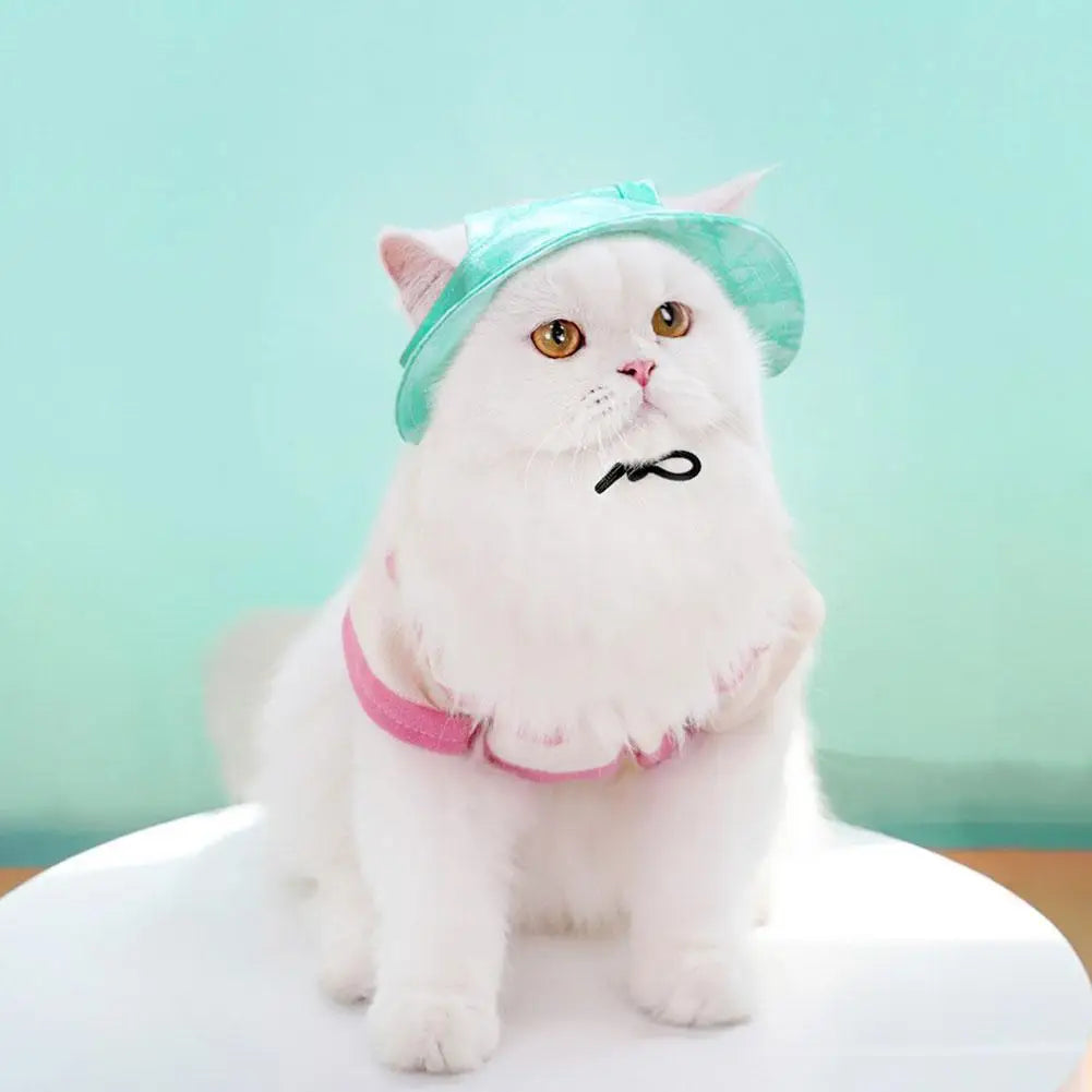 Dog And Cat Sun Hat Anti-strangle Hat Anti-fall Exposed Ears Adjustable Rope Buckle Bucket Hat Pet Supplies Colorful Large Size