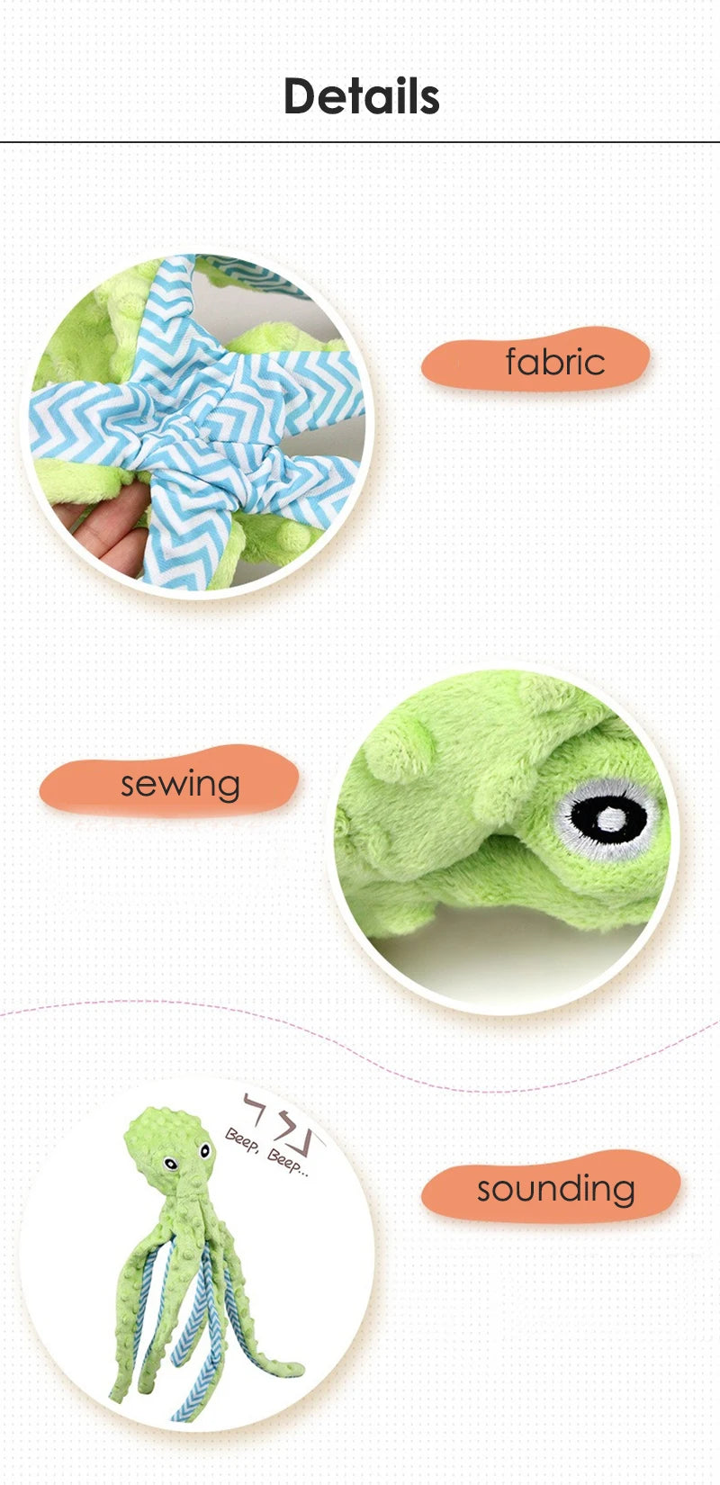 Sounding Animal Pet Dog Accessories Cartoon Plush Octopus Interactive Toy for Small Puppy Chihuahua Bite Resistant Pet Products