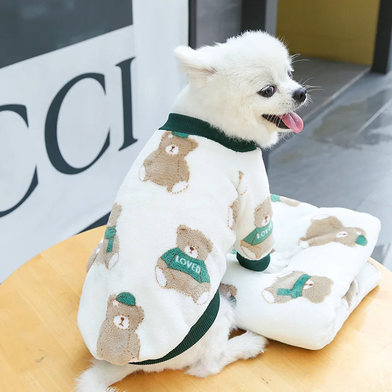 Funny Monkey Print Winter Dog Clothes French Bulldog Flannel Winter Dog Hoodies Medium Puppy Clothing for Cat Christmas Costume