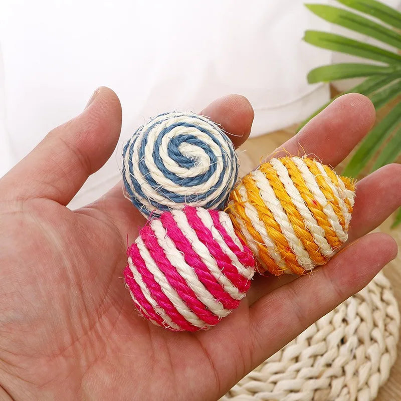 4 PCS Balls Interactive Pet Toys for Cats Kitten Dog Training Playing Chewing (Random Color)