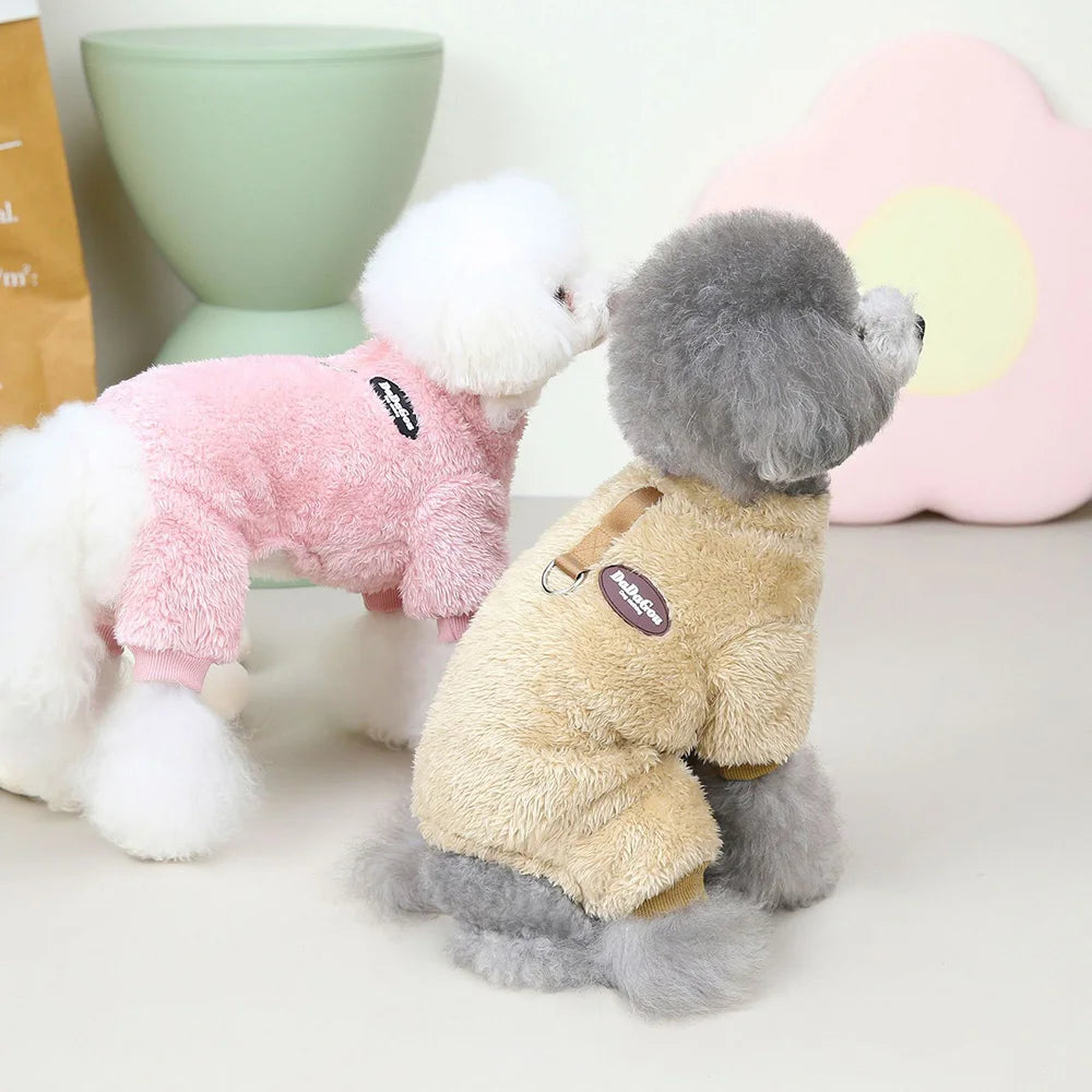 Fleece Pet Clothing Autumn Winter Warm Dog Jumpsuit Pajamas For Small Dogs Bichon Pomeranian Clothes Puppy Dog Cat Overalls Coat