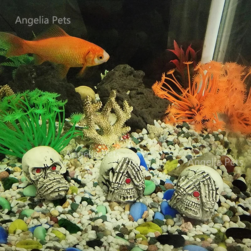 Resin Aquarium Ornaments Decoration Simulated Character Skull Decoration For Fish Tank Ornament Aquatic Pet Supplies Decorations