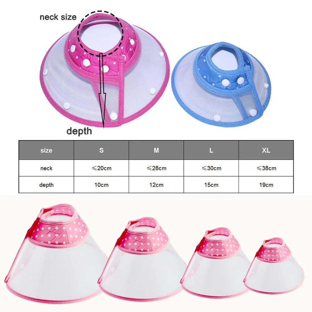 Pet Recovery Dog Cones Cat Cones After Surgery Adjustable Breathable Dog Cone Collar Soft Plastic Puppy Elizabethan E-Collar