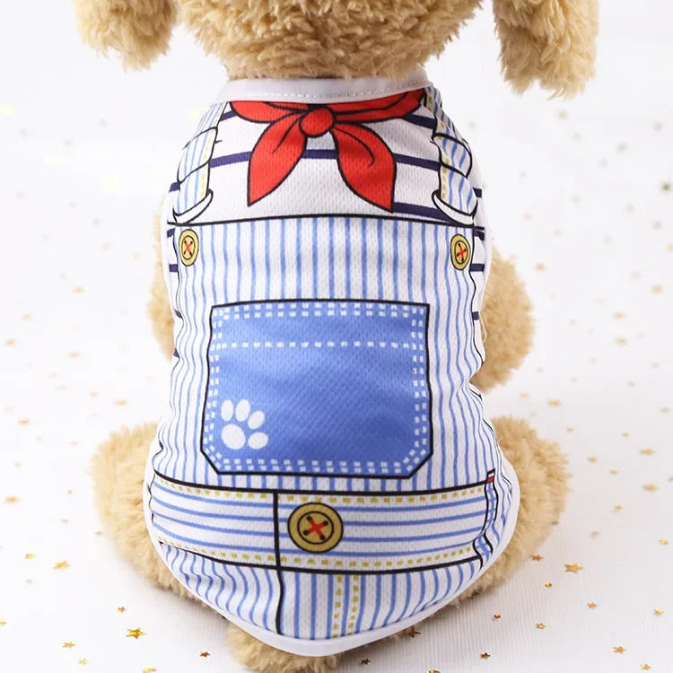 Summer Small Dog Shirt Clothes Vest Down Jacket Cartoon Cute Chihuahua Tshirt Puppy Yorkshire Terrier Puppy Bulldog Ropa Perro