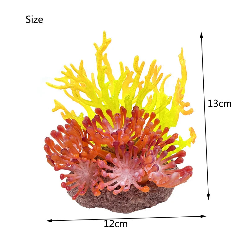 Artificial Silicone Underwater Coral Aquarium Fish Tank Simulation Decoration Aquarium Backgrounds Plants Water Grass Decora