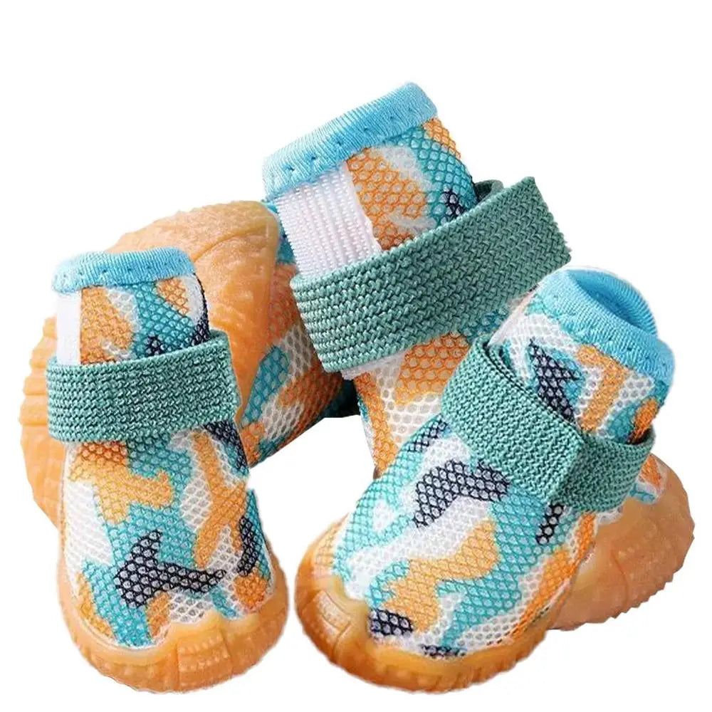 Summer Dog Shoes 4PCS Breathable Shoes For Small Dogs Boots Booties Paw Protector Puppy Shoes Anti-Slip Sole Cat Shoes Boots