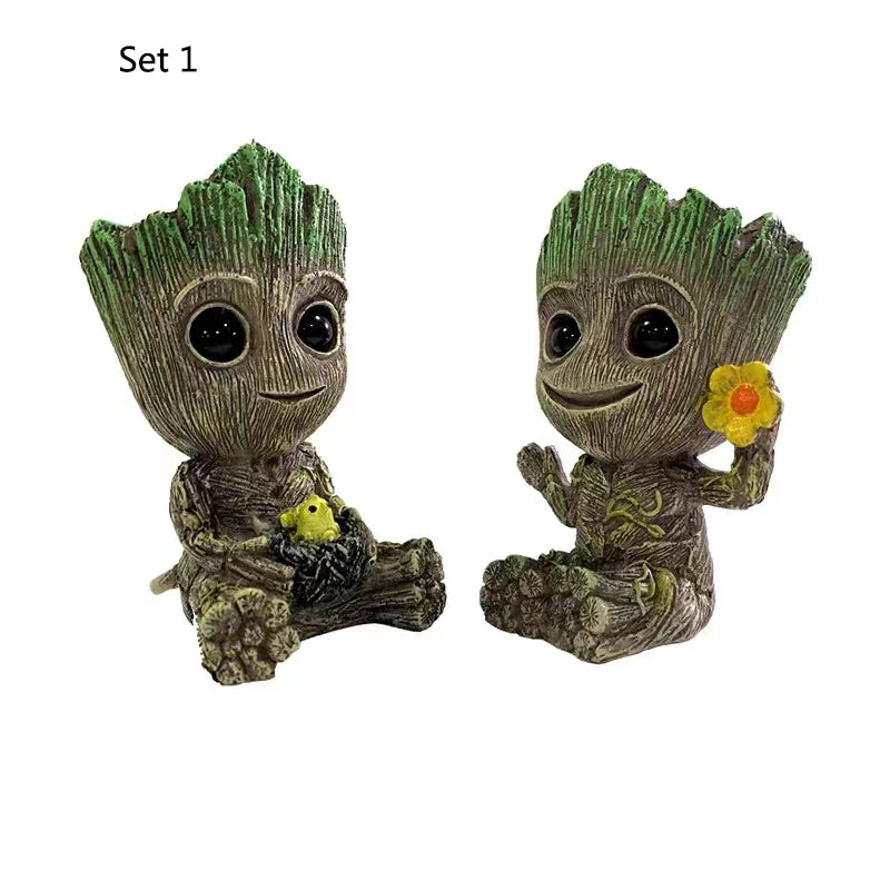 Cute Tree Man Figurine Aquarium Decoration With Air Bubble Driftwood Statue Multifunction Fish Tank Background Ornament Shelter