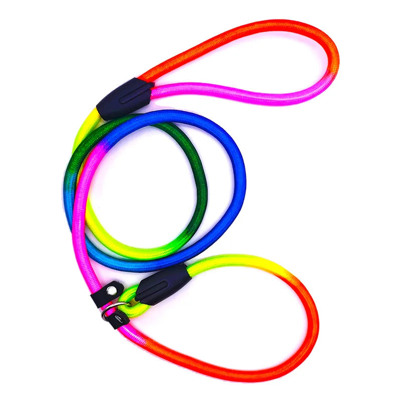 1Pcs Rainbow Nylon Dog Leash Training Dog Personalized Leash Lead Strap Collar 130cm High Quality Dog Harness Color Randomly